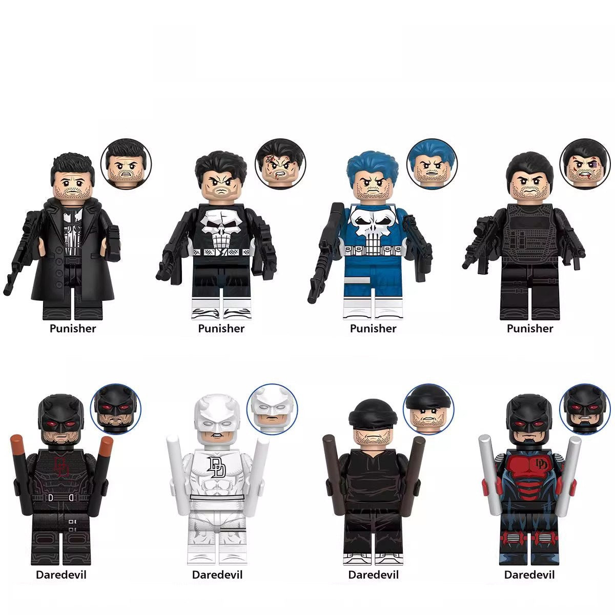 Marvel Super Heroes Dare Devil & Punisher Custom Minifigures