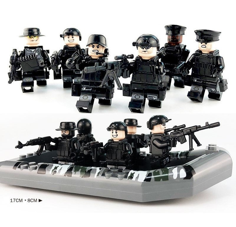 SWAT Team 12 Minifigures + Boats x2 Special Forces Sets