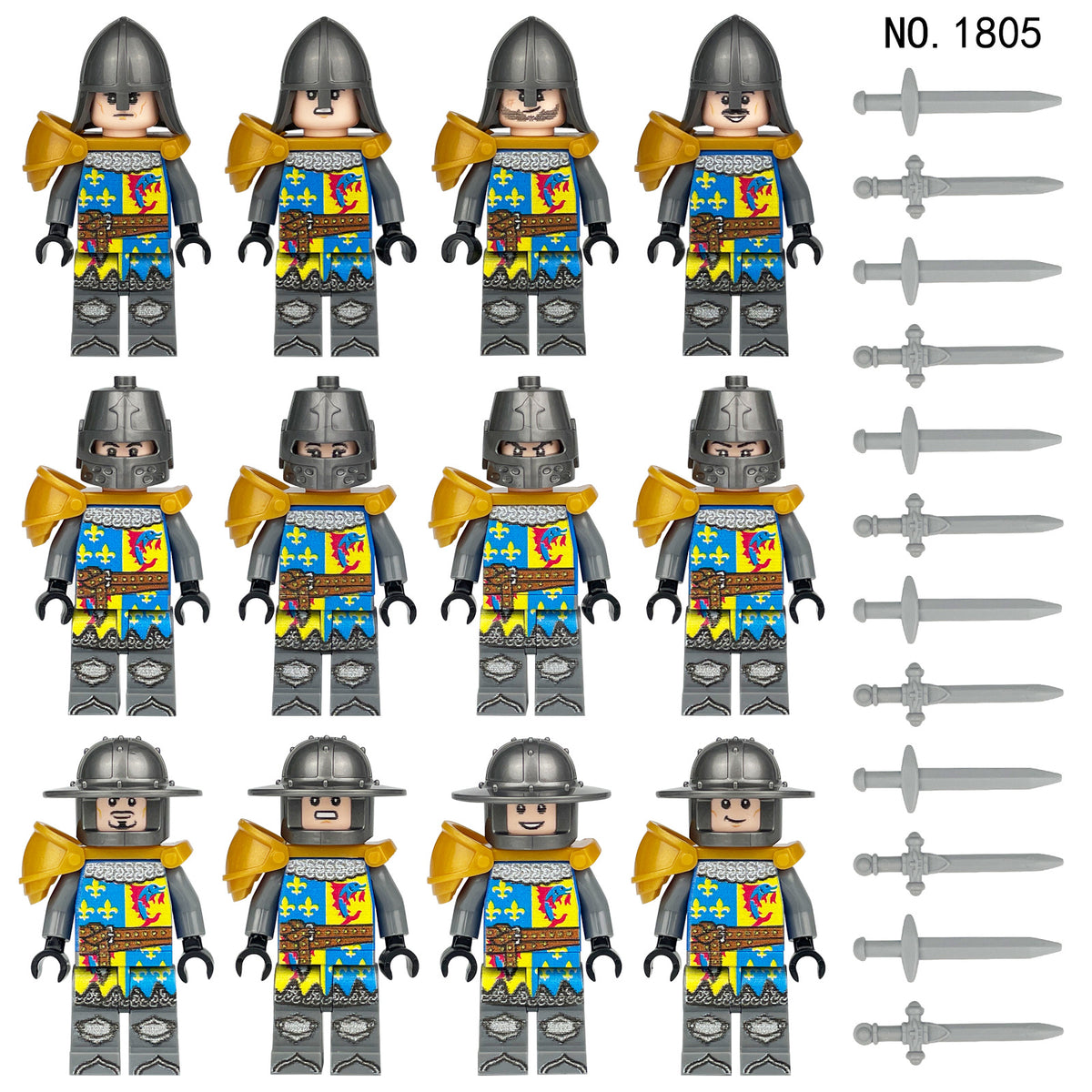 Medieval Knights and Soldiers Lot 12pcs - 1805
