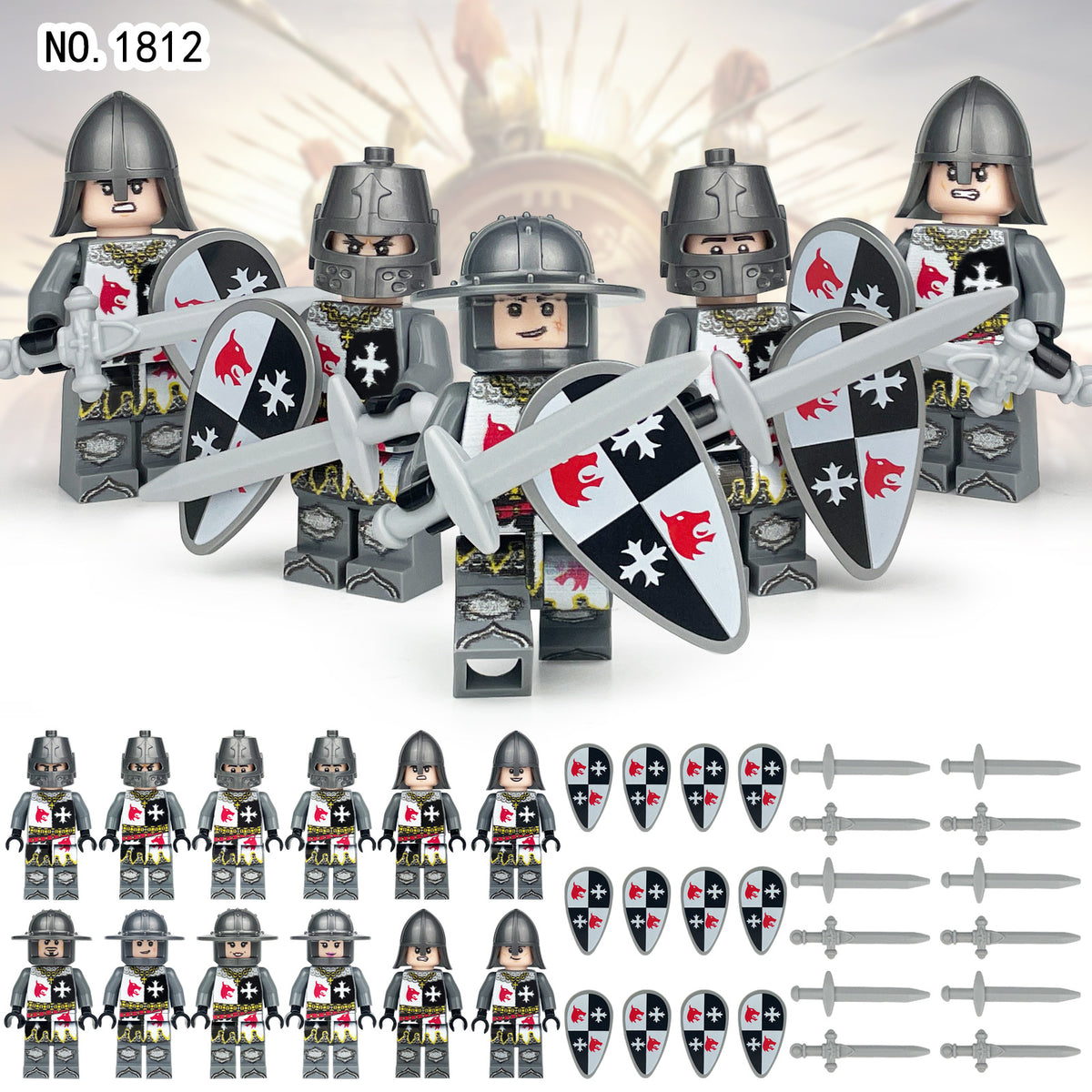 Medieval Knights and Soldiers Lot 12pcs - 1812