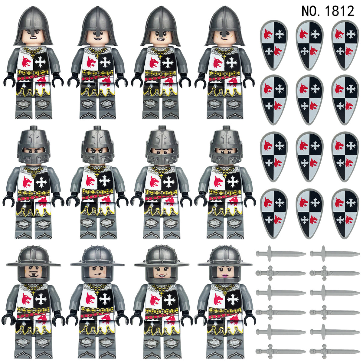 Medieval Knights and Soldiers Lot 12pcs - 1812