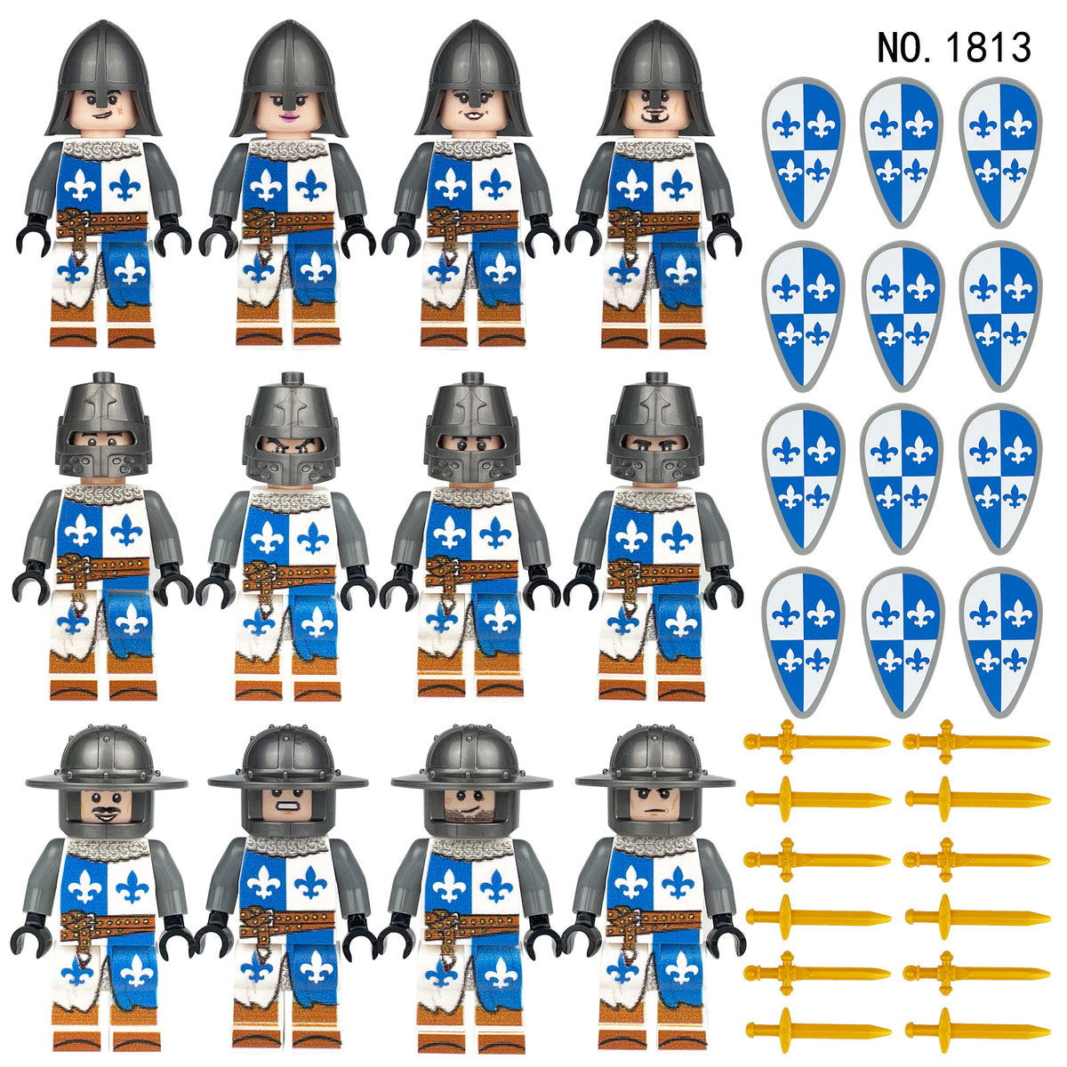 Medieval Knights and Soldiers Lot 12pcs - 1813