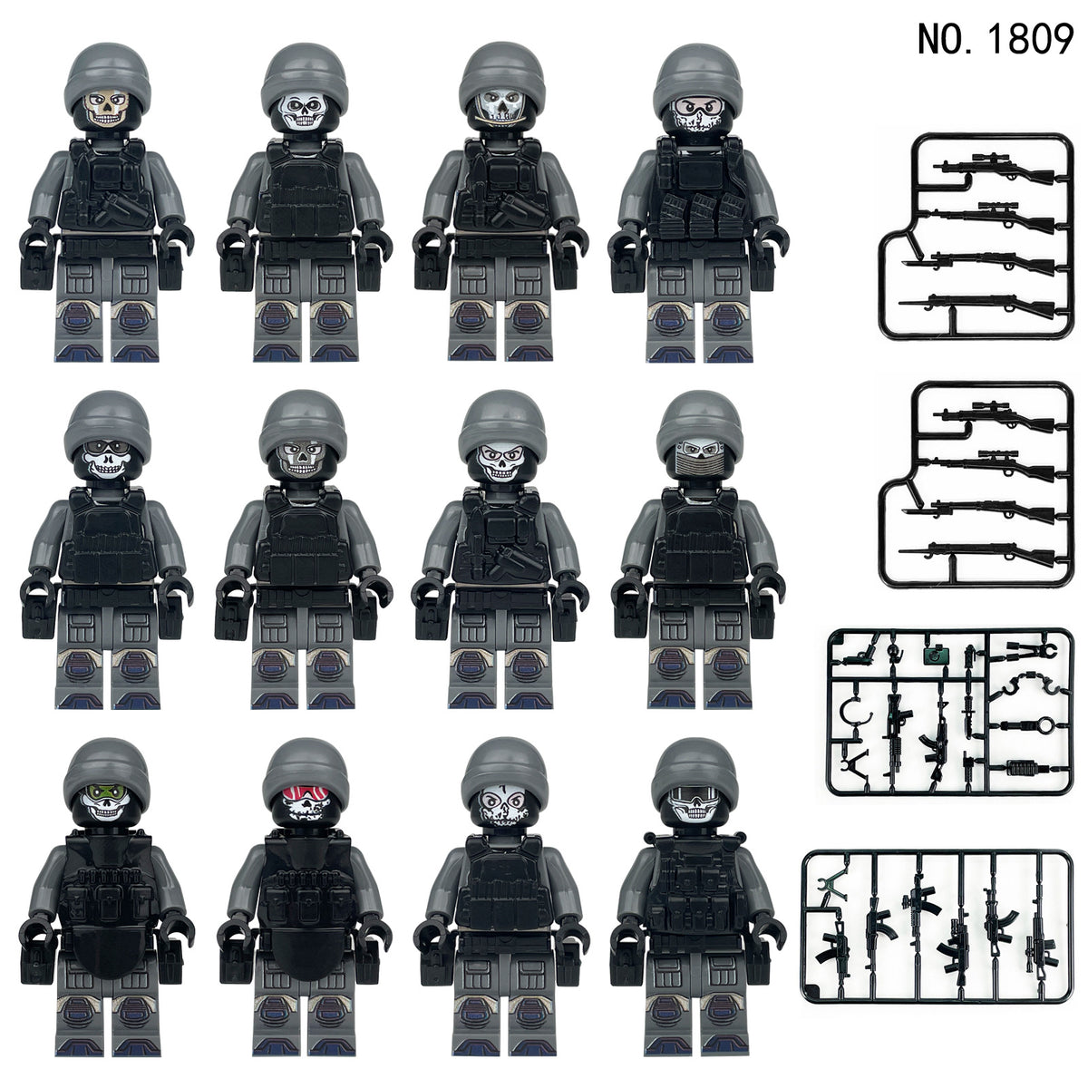 Ghost Team Special Forces 12 Custom Minifigures + Accessories - 1809