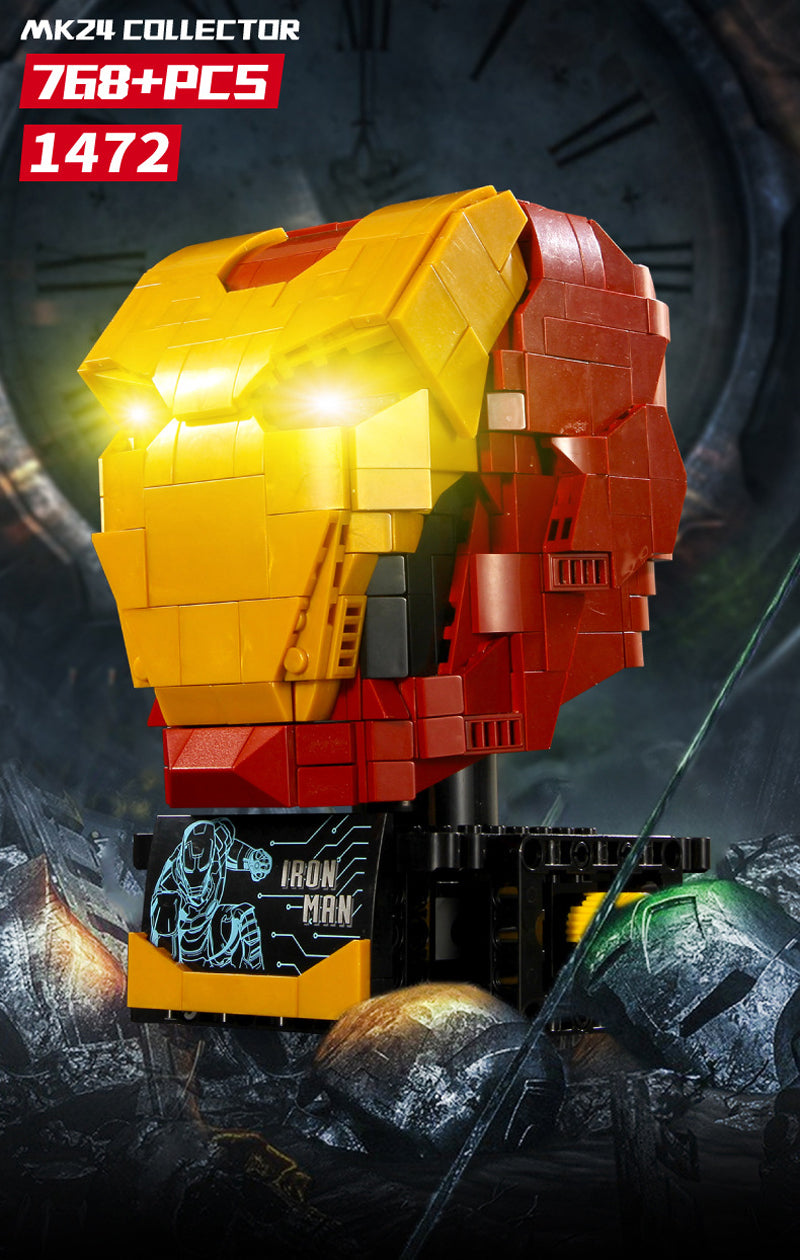 Iron Man MK24 Helmet Custom Building Block Toy 768+pcs LED Kit