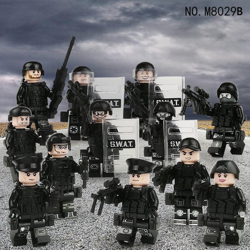 SWAT Team Special Forces 12 Custom Minifigures + Container Box Display - H21