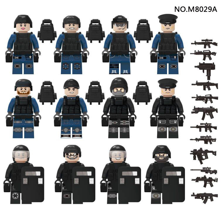 SWAT Team Special Forces 12 Custom Minifigures + Container Box Display - H10