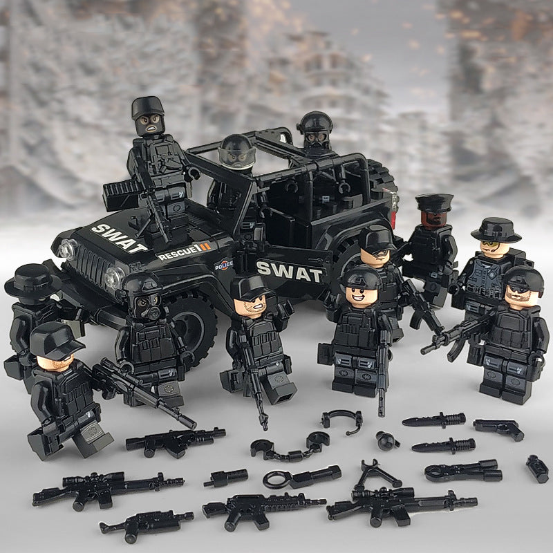 SWAT Team 12 Minifigures + Tactical Jeep Set
