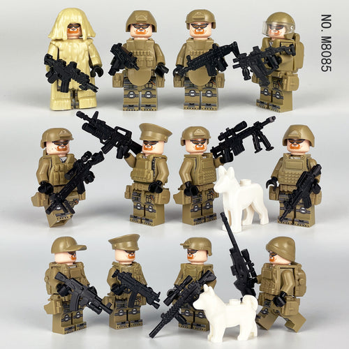 Army Special Forces 12 Custom Minifigures + Container Box Display - H25
