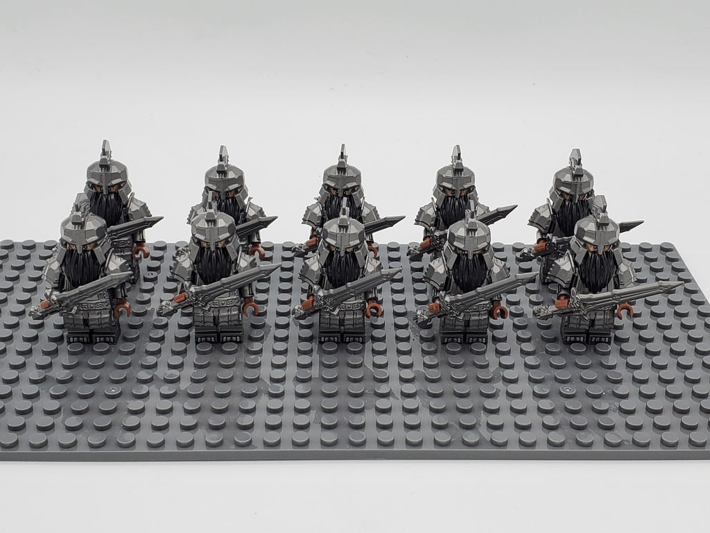 LOTR Dwarf Heavy Greatswords Infantry Army 10 Minifigures Set