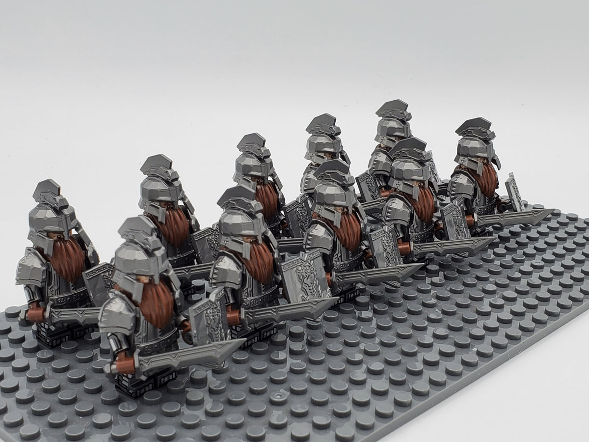 LOTR Dwarf Heavy Longswords Infantry Army 10 Minifigures Set
