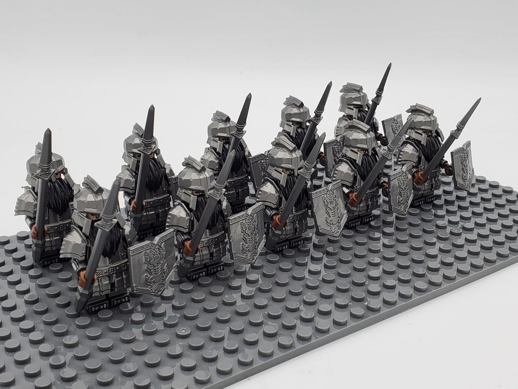 LOTR Dwarf Heavy Spears Infantry Army 10 Minifigures Set