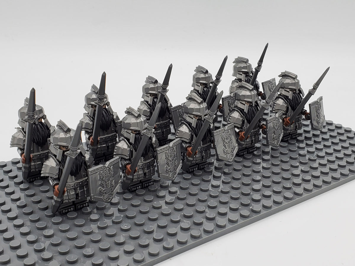 LOTR Dwarf Heavy Spears Infantry Army 10 Minifigures Set