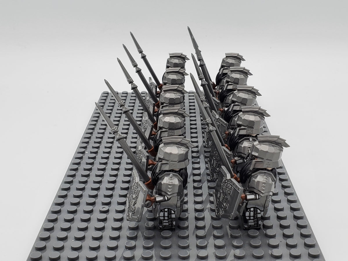 LOTR Dwarf Heavy Spears Infantry Army 10 Minifigures Set
