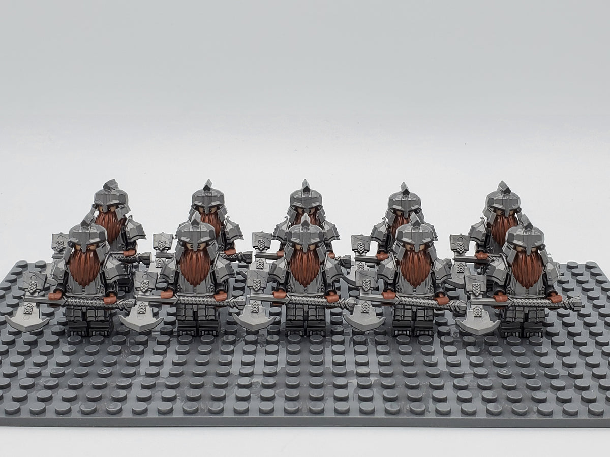 LOTR Dwarf Heavy Axe Infantry Army 10 Minifigures Set