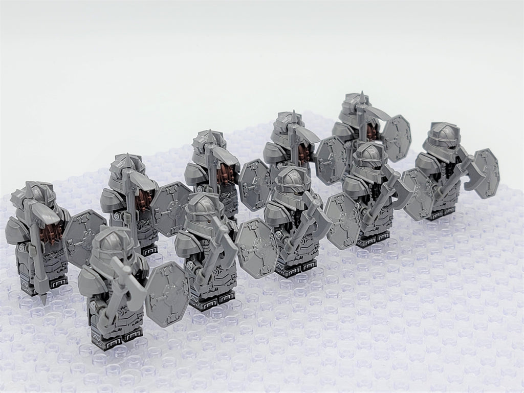 LOTR Mountain Dwarves Heavy Silver Army 10 Minifigures Set