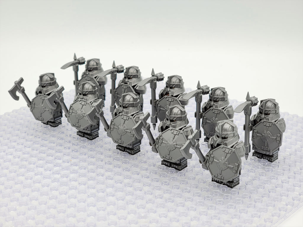 LOTR Mountain Dwarves Heavy Silver Army 10 Minifigures Set
