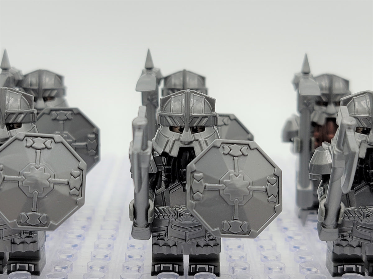 LOTR Mountain Dwarves Heavy Silver Army 10 Minifigures Set
