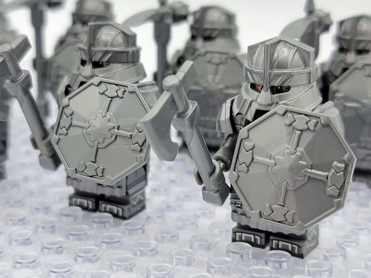 LOTR Mountain Dwarves Heavy Silver Army 10 Minifigures Set