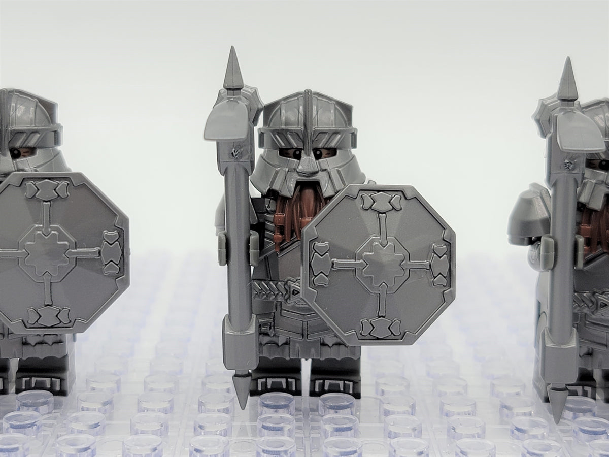 LOTR Mountain Dwarves Heavy Silver Army 10 Minifigures Set