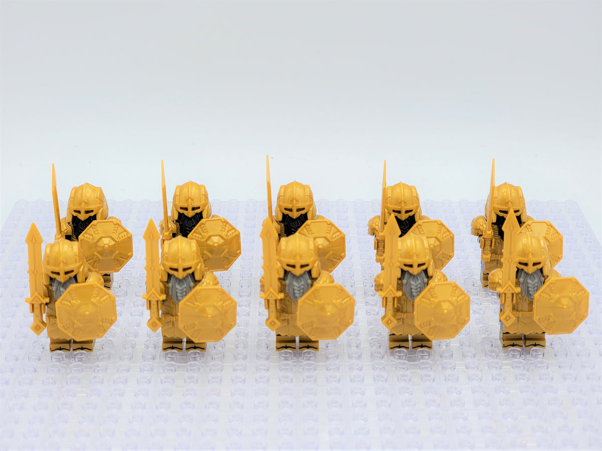 LOTR Mountain Dwarves Heavy Gold Army 10 Minifigures Set