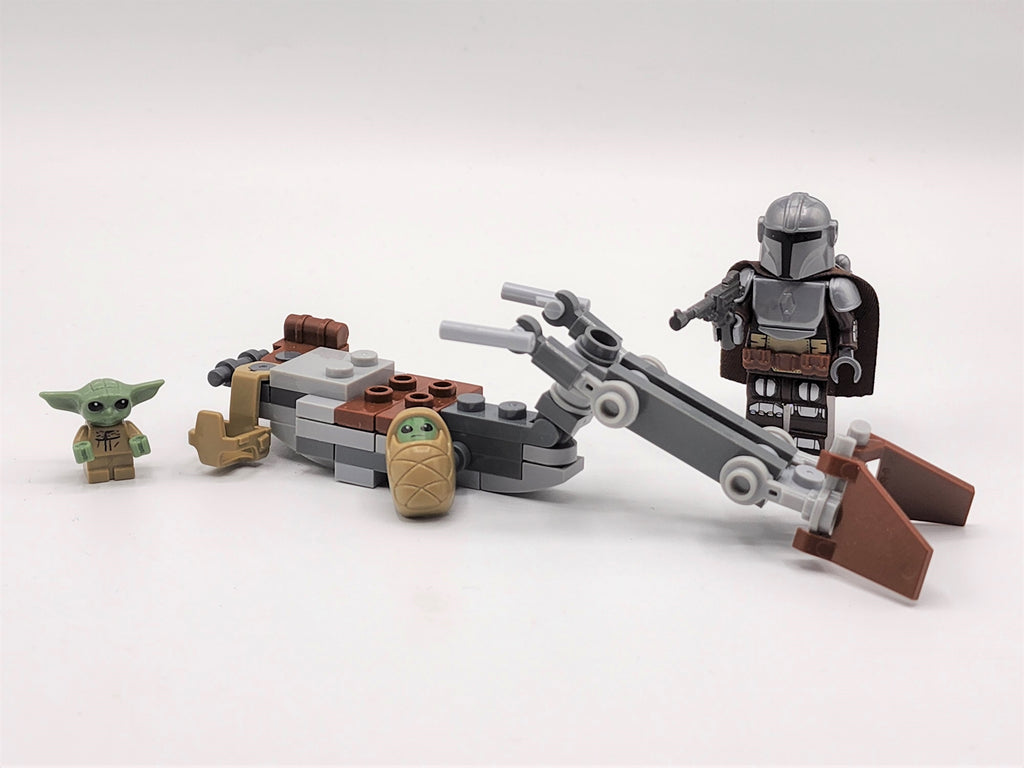 Star Wars Mandalorian  Baby Yoda Custom Speeder Bike Set