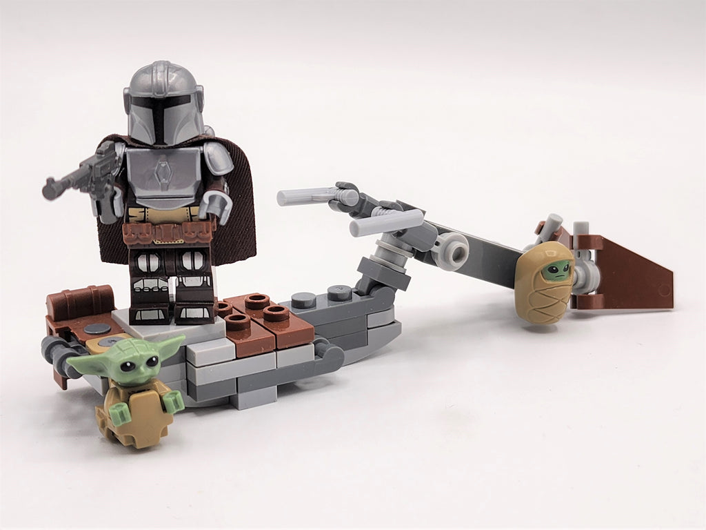 Star Wars Mandalorian  Baby Yoda Custom Speeder Bike Set