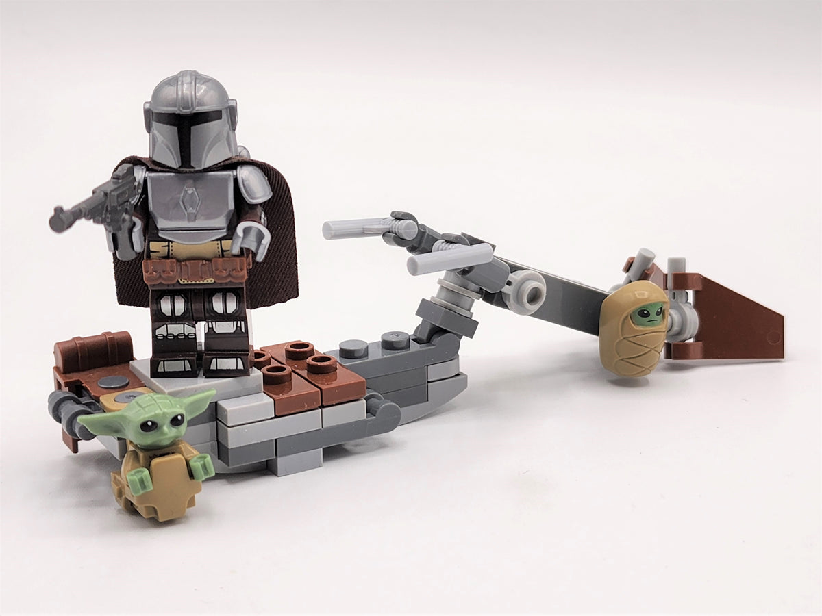 Star Wars Mandalorian  Baby Yoda Custom Speeder Bike Set