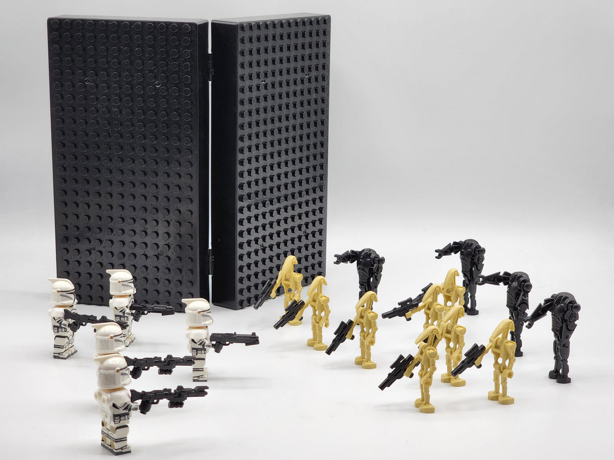 Star Wars Clone Wars Mini Battle Set, Phase 1 Clone Troopers vs Battle Droids with Carrying Case and Foldout Display 18pcs