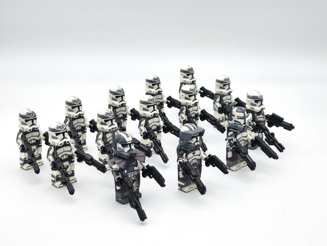 Star Wars 104th Phase 2 Wolfpack Commander Wolffe Clone Troopers 14pcs Minifigures Set