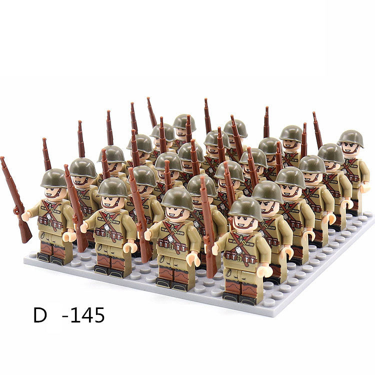 World War 2 Army Minifigures 24pcs/Lots Baseplate Not Included