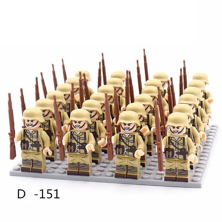 World War 2 Army Minifigures 24pcs/Lots Baseplate Not Included