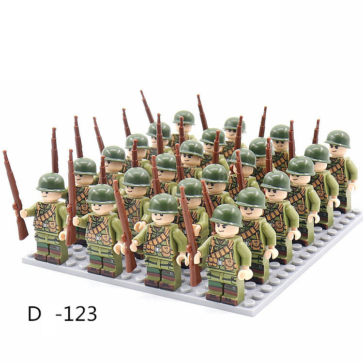 World War 2 Army Minifigures 24pcs/Lots Baseplate Not Included