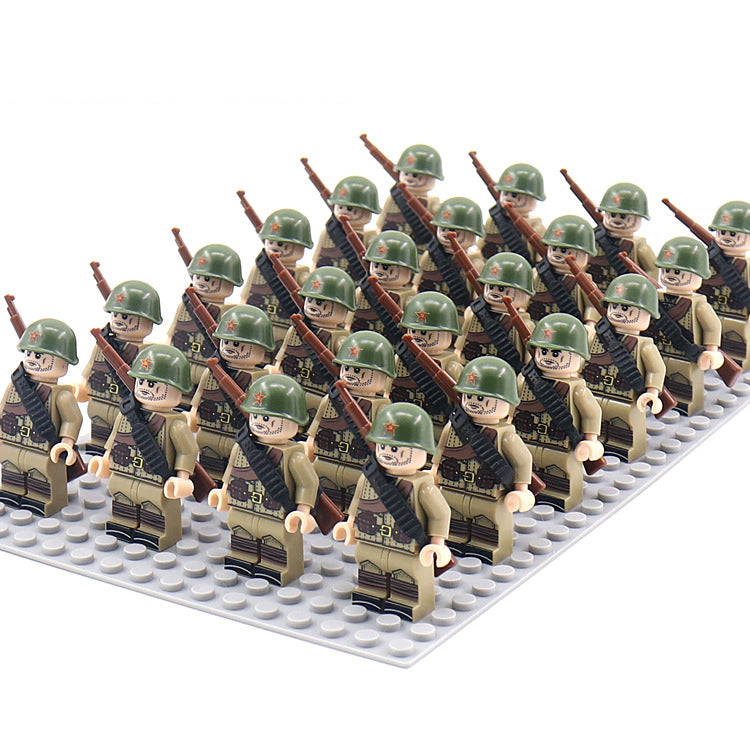 World War 2 Army Minifigures 24pcs/Lots Baseplate Not Included