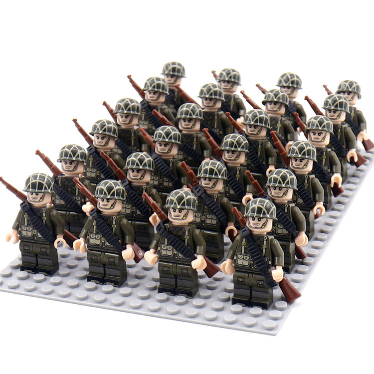 World War 2 Army Minifigures 24pcs/Lots Baseplate Not Included