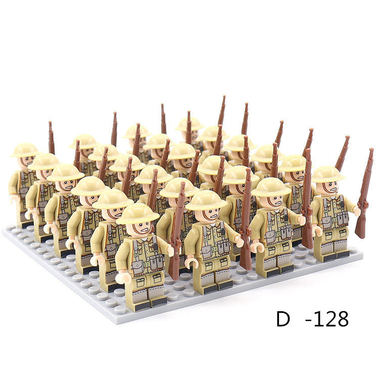 World War 2 Army Minifigures 24pcs/Lots Baseplate Not Included