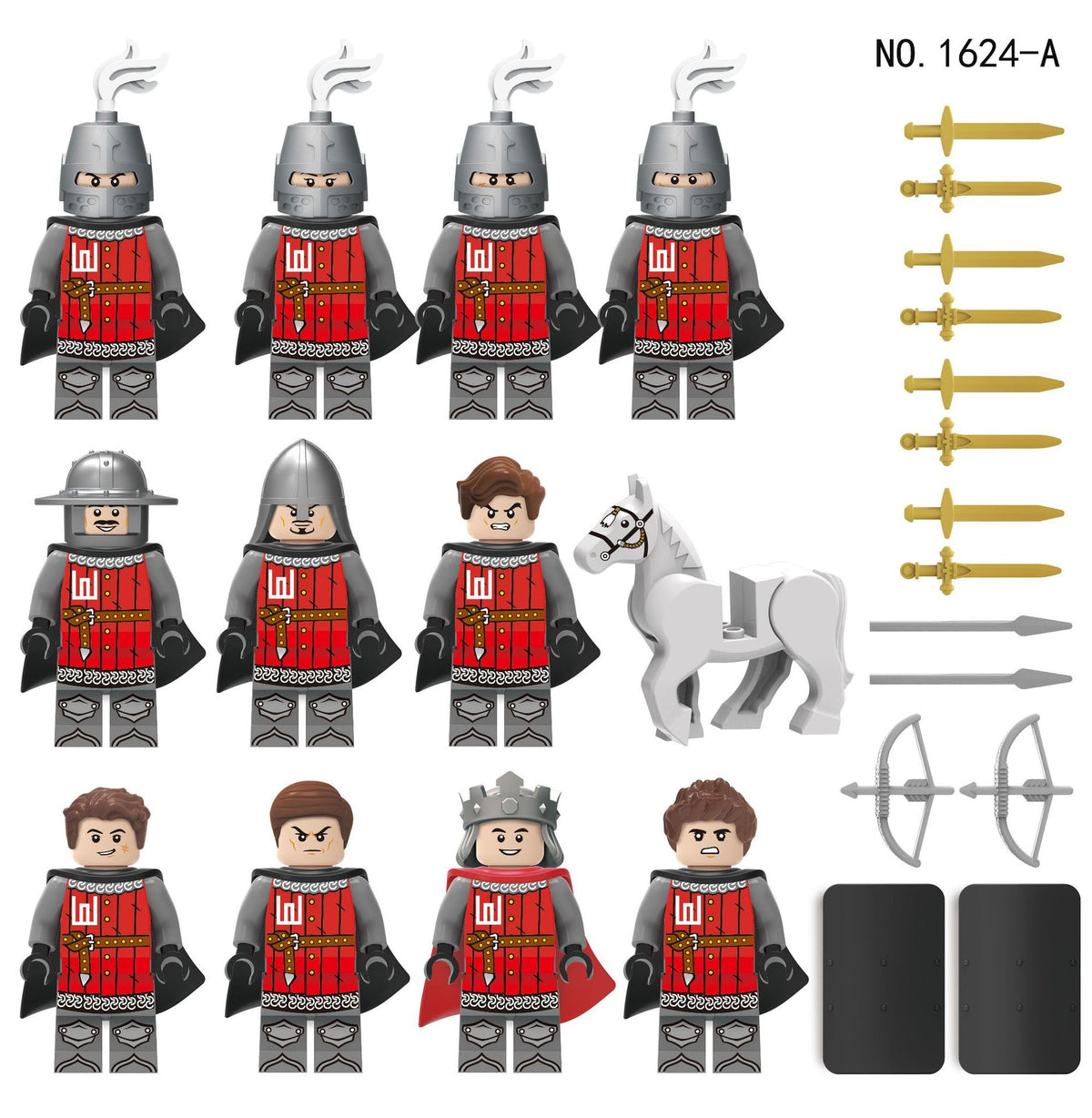 Medieval Knights and Soldiers Lot 12pcs - 1624-A