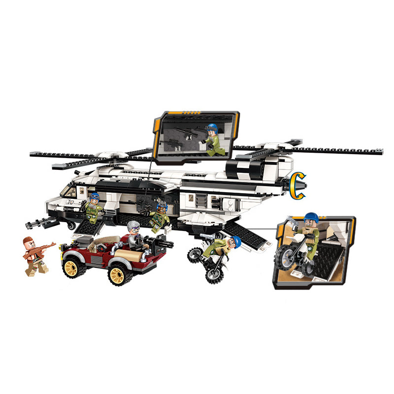 Armored Military Army Helicopter Building Block Set 650pcs