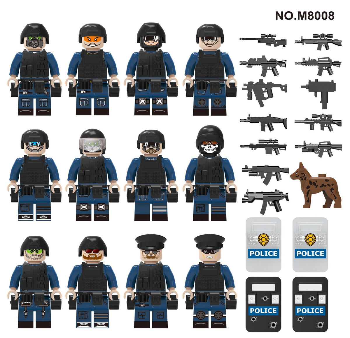 Police Team Special Forces 12 Custom Minifigures + Container Box Display - H11