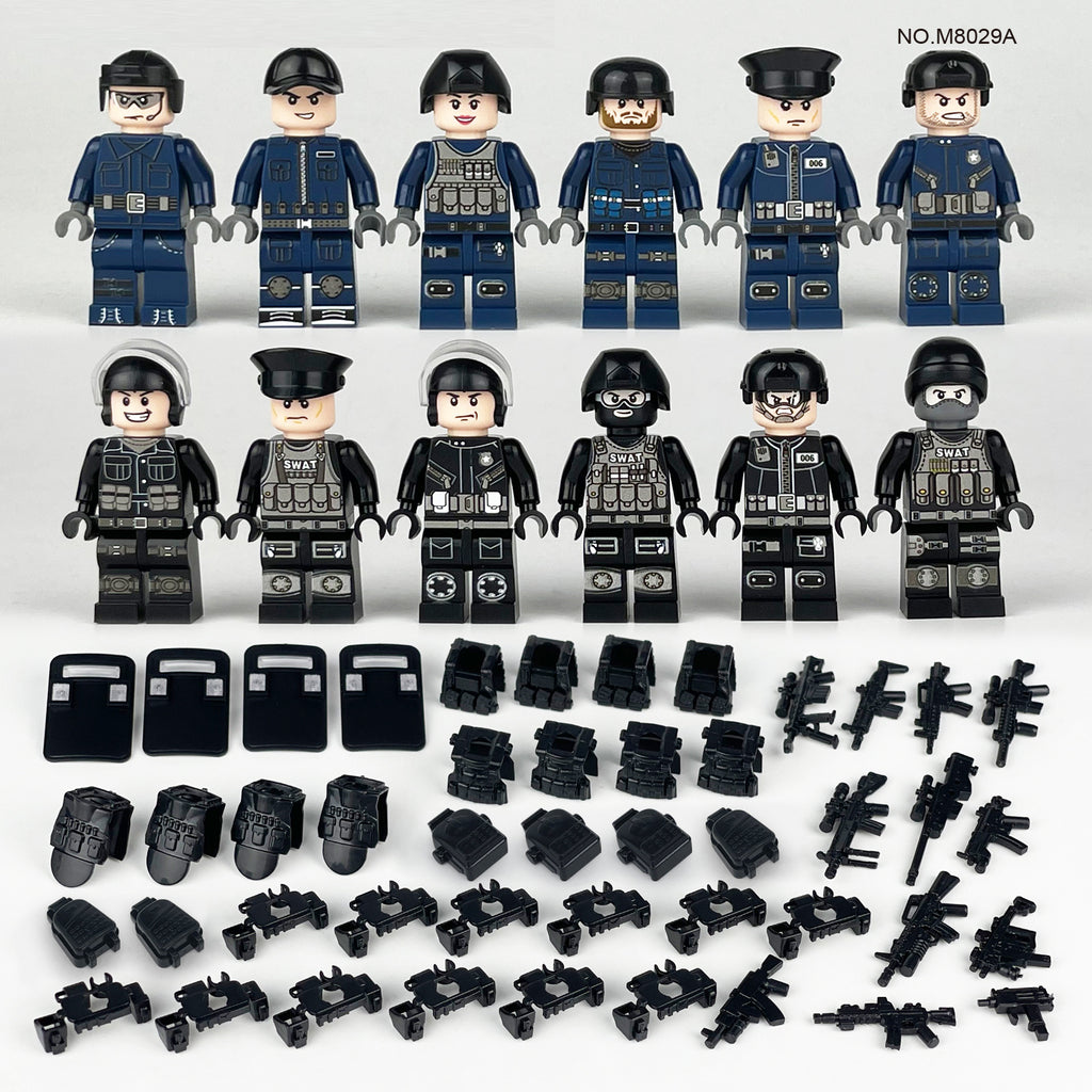 SWAT Team Special Forces 12 Custom Minifigures + Container Box Display - H10