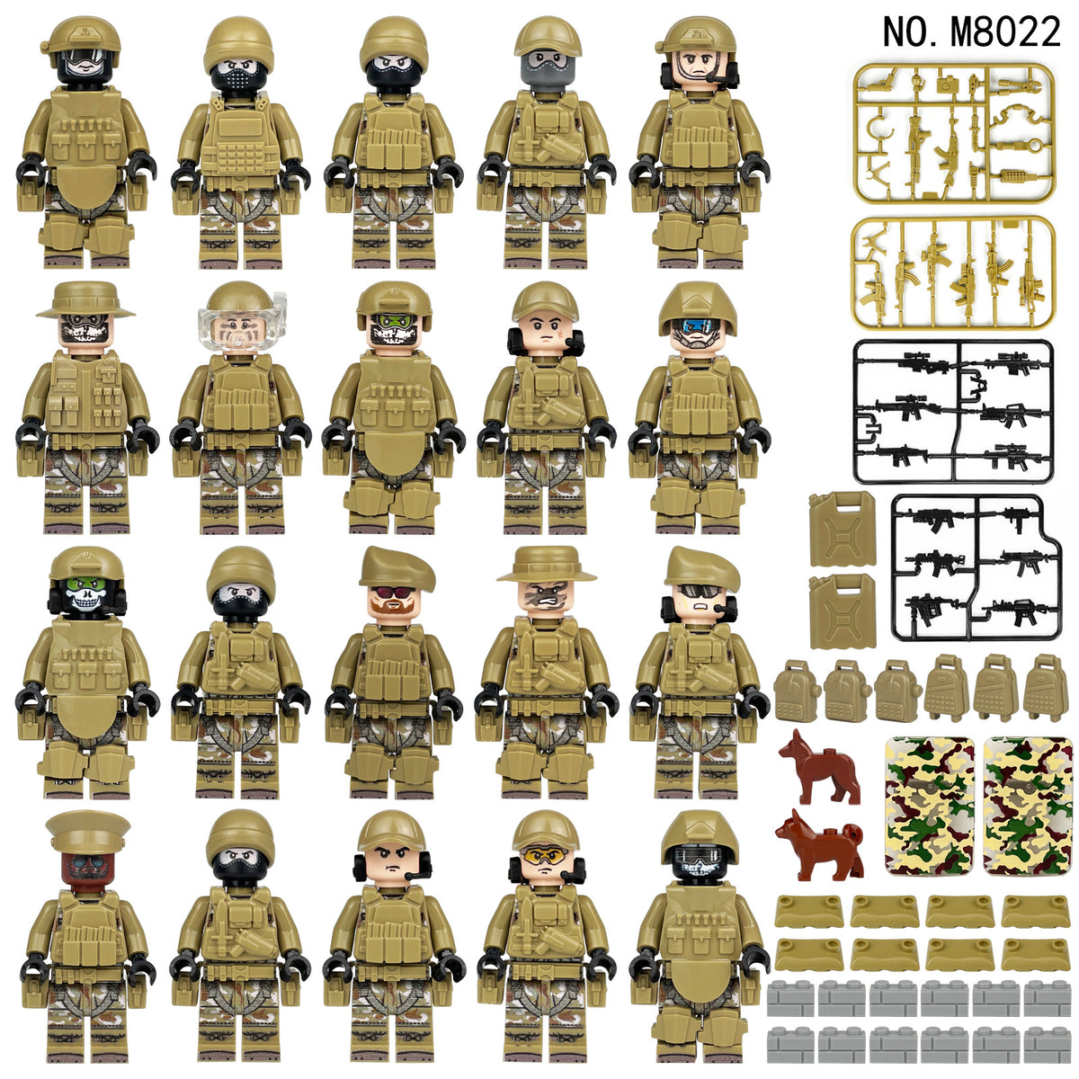 Army Special Forces 20 Custom Minifigures + Jeep - L41