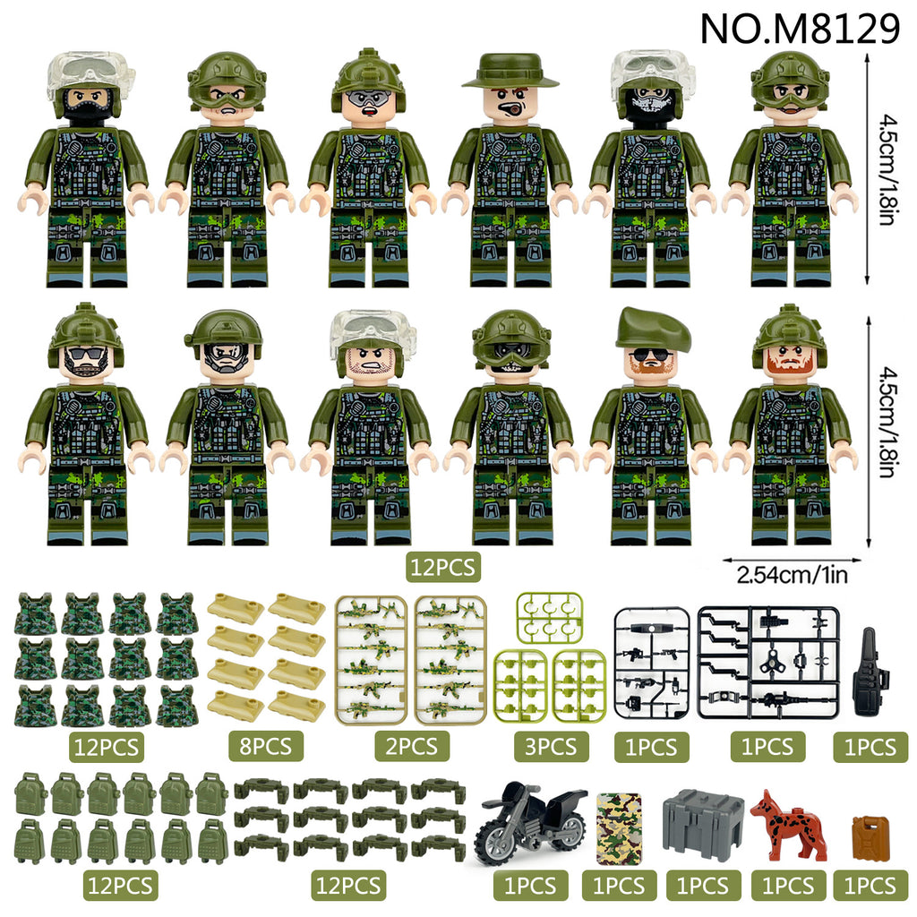 Army Jungle Special Forces 12 Custom Minifigures + Jeep - L43