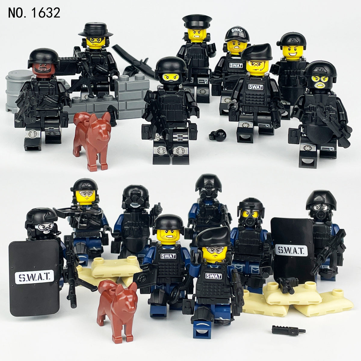 SWAT Team Special Forces 12 Custom Minifigures + Container Box Display - H12