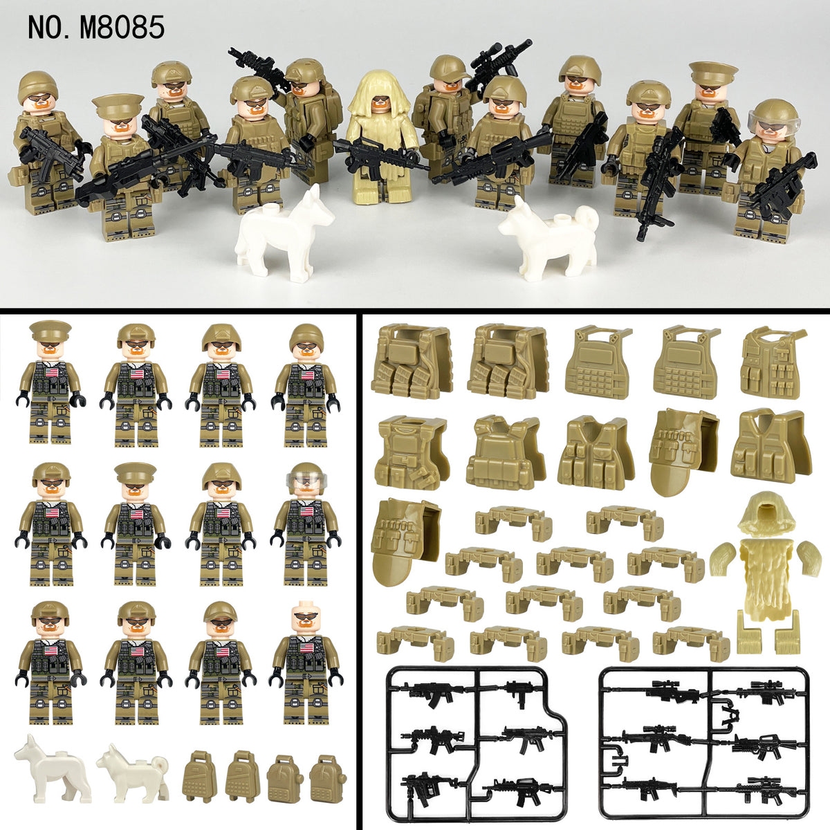 Army Special Forces 12 Custom Minifigures + Container Box Display - H25