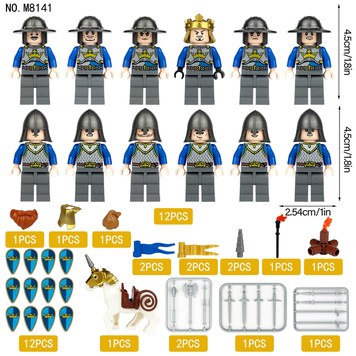 Medieval Knights and Soldiers Lot 12pcs - M8141