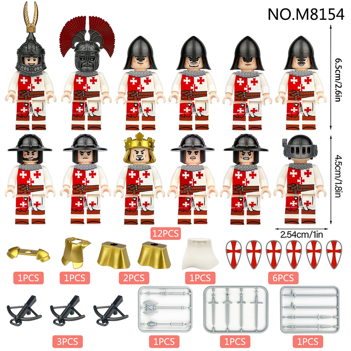 Medieval Knights and Soldiers Lot 12pcs - M8154