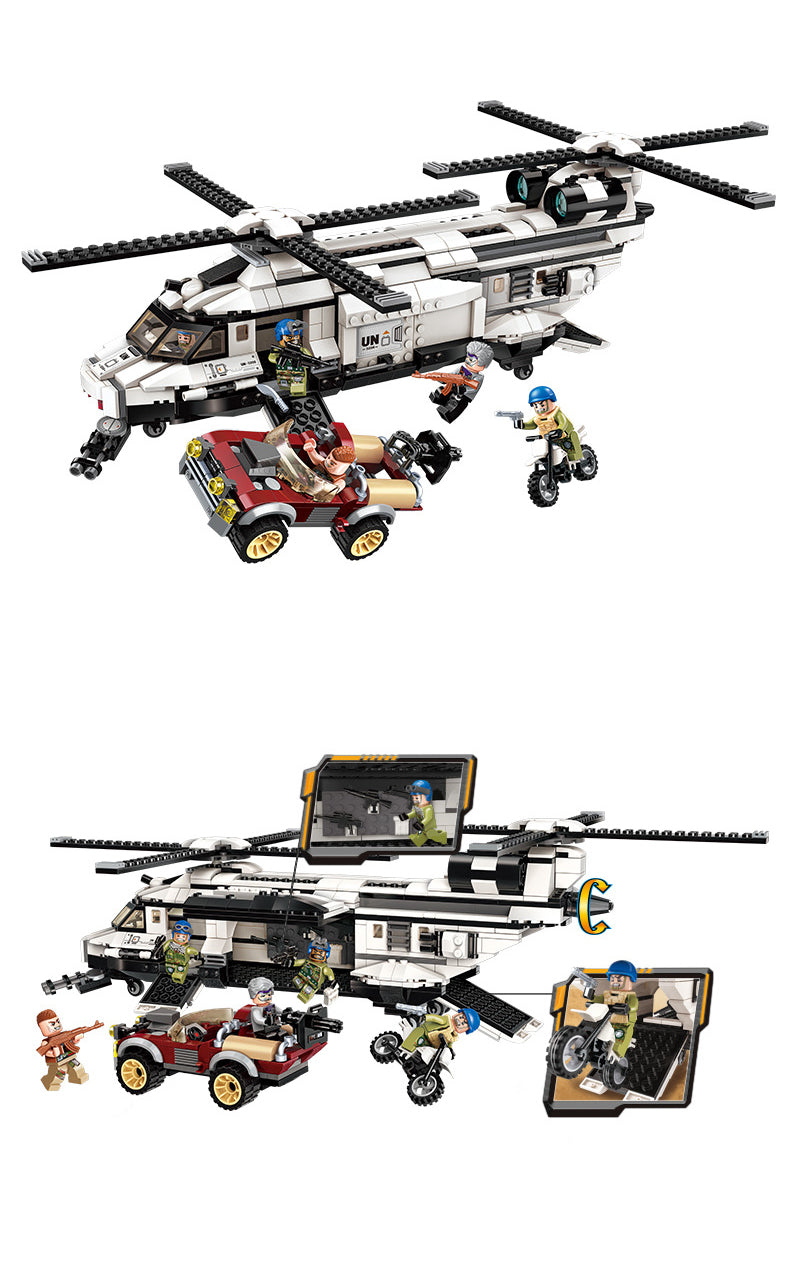 Armored Military Army Helicopter Building Block Set 650pcs