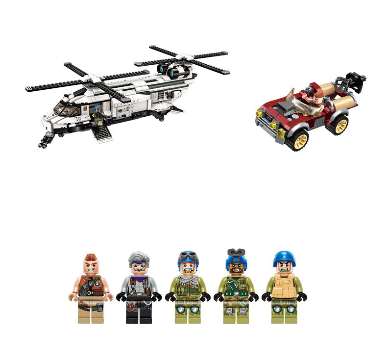 Armored Military Army Helicopter Building Block Set 650pcs