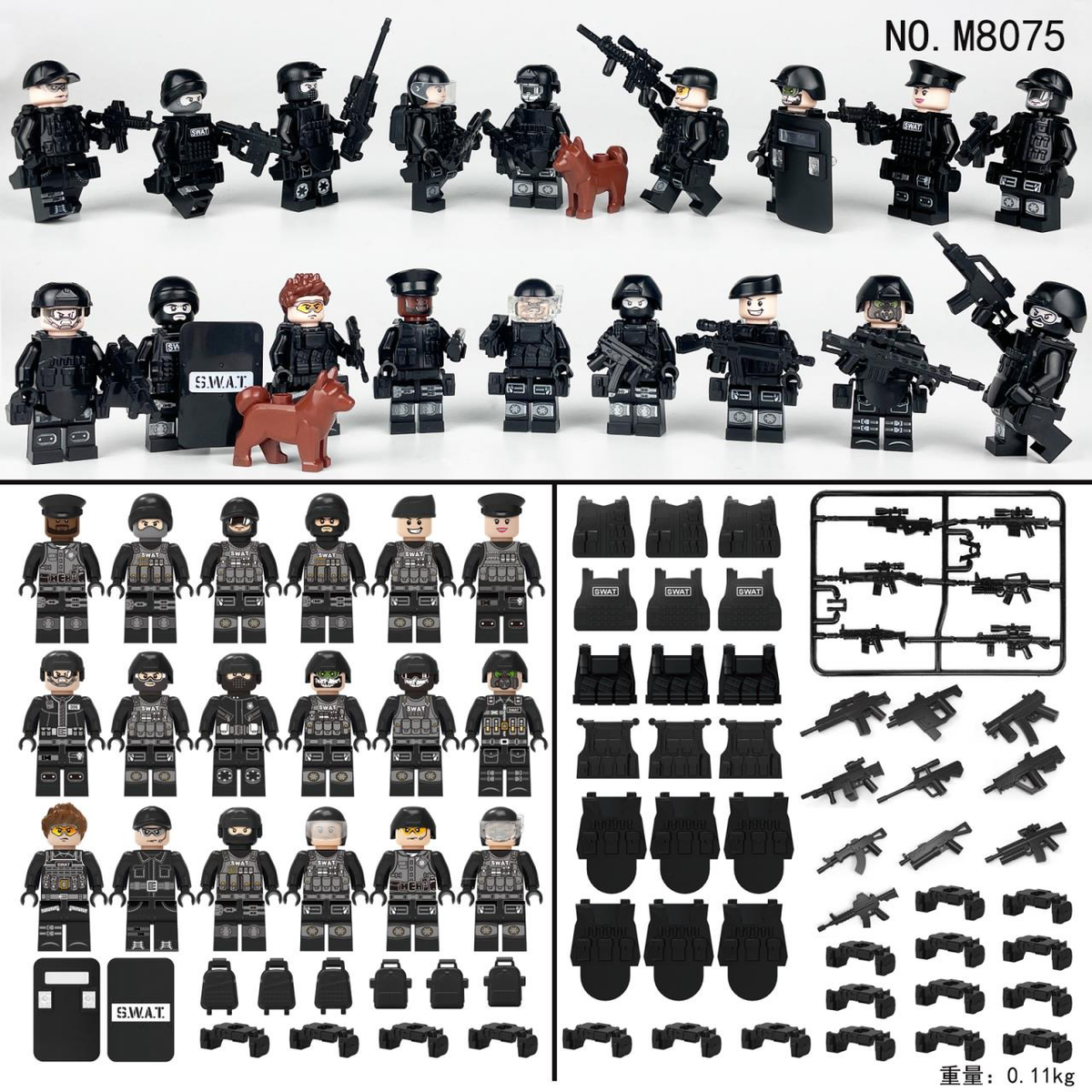 SWAT Team Special Forces 18 Custom Minifigures + Accessories