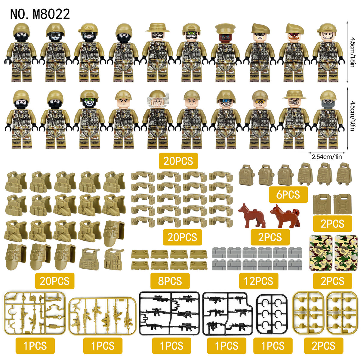Army Special Forces 20 Custom Minifigures + Jeep - L41