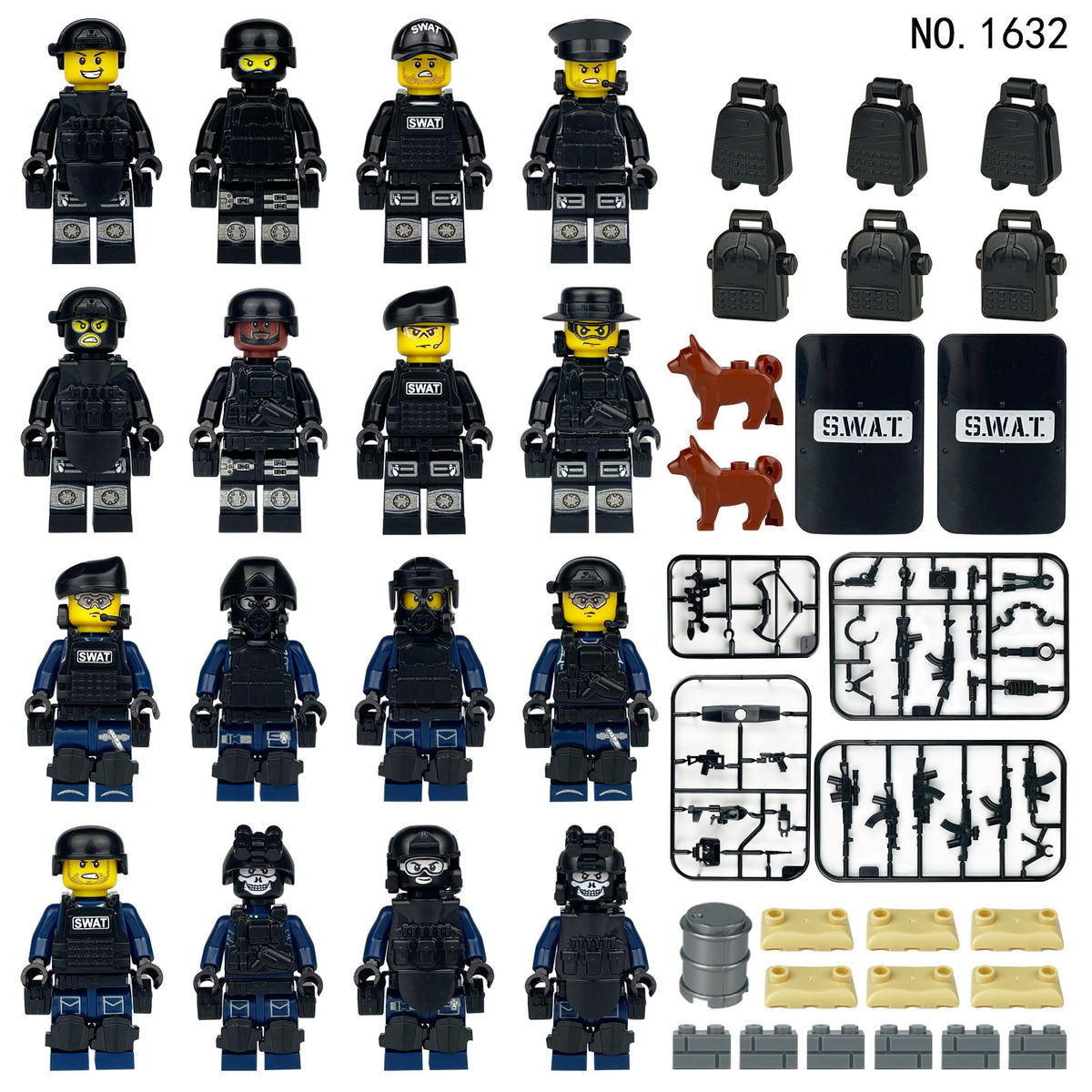 SWAT Team Special Forces 12 Custom Minifigures + Container Box Display - H12